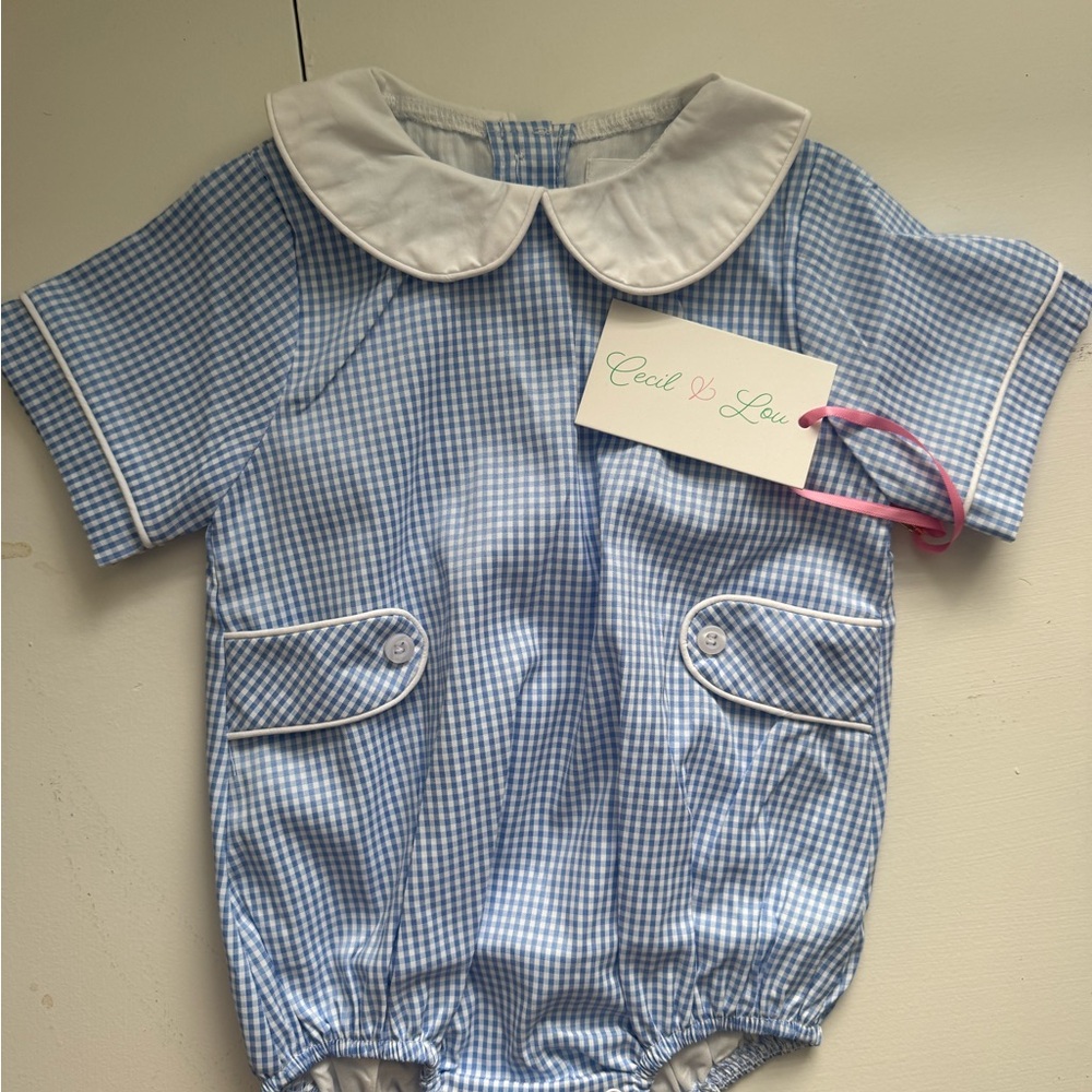 Cecil And Lou Blue and White Gingham Bubble